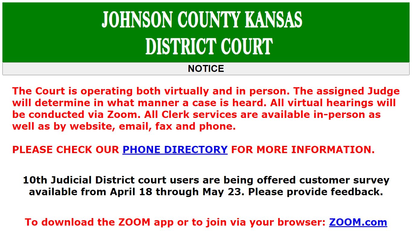 CLERKS OFFICE - JOHNSON COUNTY DISTRICT COURT